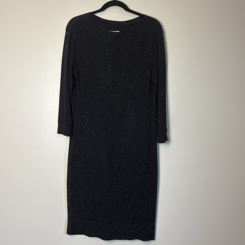 LOFT Black 3/4 Sleeve Pullover lounge knit sweater dress Size S